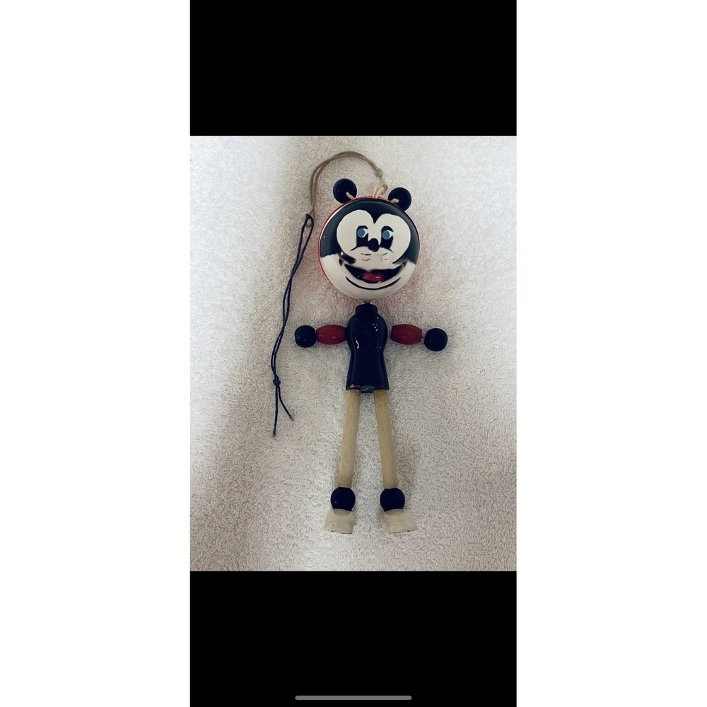 Vintage Wood Puppet Disney Mickey Mouse Kokeshi doll 1950s Hand Painted Pelham
